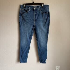 Good American High Rise Mid Wash Blue Denim Slim Skinny Leg Jeans Womens 32